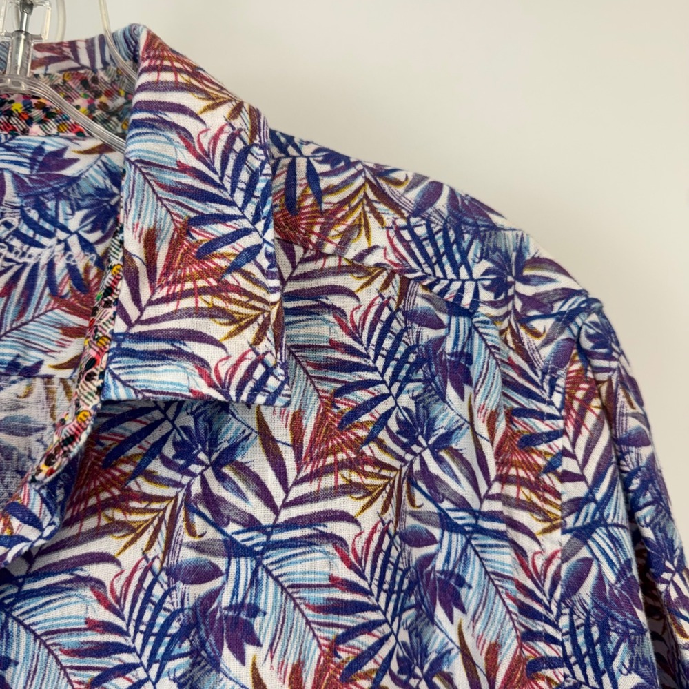 Robert Graham Teigen Mens Medium Multi Tropical Palm Linen Shirt NWT - Picture 11 of 16
